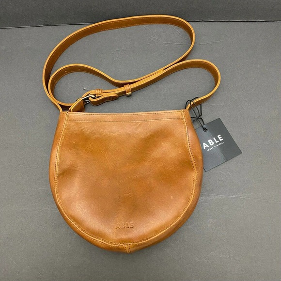 Able Handbags - Able Naomi Saddlebag Purse Whiskey Adjustable Crossbody Zippered
